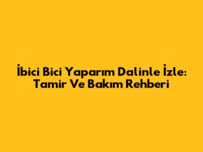 İbici Bici Yaparım Dalinle İzle: Tamir Ve Bakım Rehberi