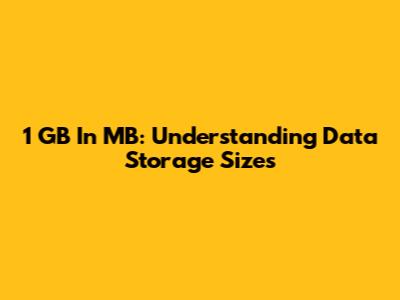 1 GB In MB: Understanding Data Storage Sizes