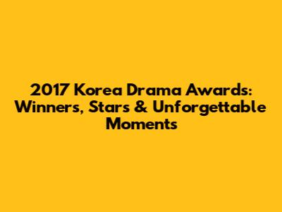 2017 Korea Drama Awards: Winners, Stars & Unforgettable Moments