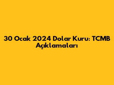 30 Ocak 2024 Dolar Kuru: TCMB Açıklamaları