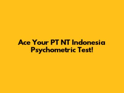 Ace Your PT NT Indonesia Psychometric Test!