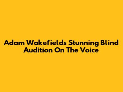 Adam Wakefield's Stunning Blind Audition On The Voice
