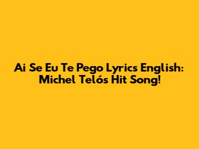 Ai Se Eu Te Pego Lyrics English: Michel Teló's Hit Song!