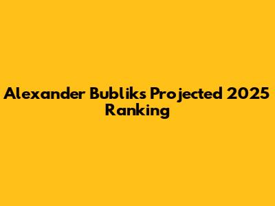 Alexander Bublik's Projected 2025 Ranking
