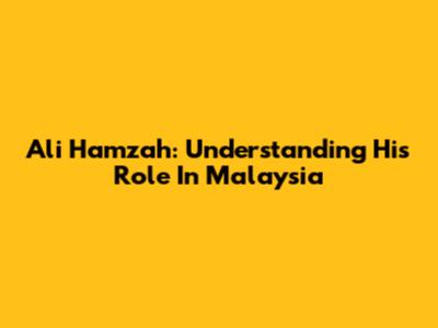 Ali Hamzah: Understanding His Role In Malaysia