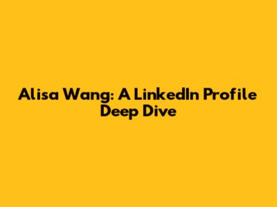 Alisa Wang: A LinkedIn Profile Deep Dive