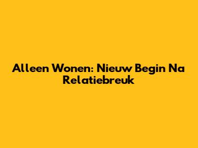 Alleen Wonen: Nieuw Begin Na Relatiebreuk