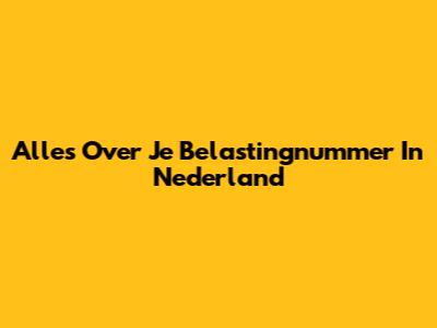 Alles Over Je Belastingnummer In Nederland