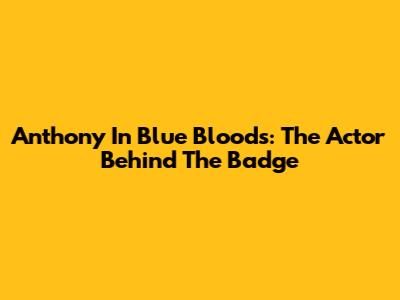 Anthony In Blue Bloods: The Actor Behind The Badge