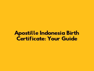 Apostille Indonesia Birth Certificate: Your Guide