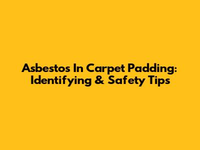 Asbestos In Carpet Padding: Identifying & Safety Tips