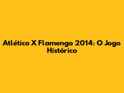 Atlético X Flamengo 2014: O Jogo Histórico