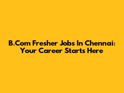 B.Com Fresher Jobs In Chennai: Your Career Starts Here