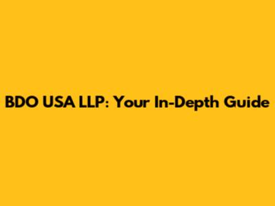BDO USA LLP: Your In-Depth Guide