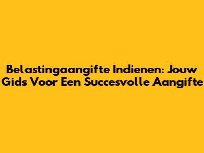 Belastingaangifte Indienen: Jouw Gids Voor Een Succesvolle Aangifte