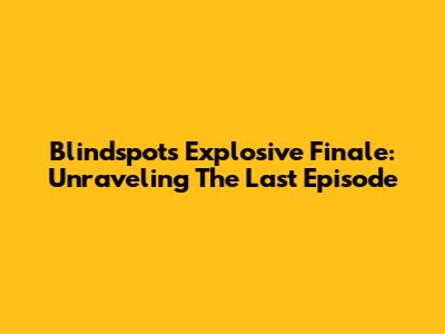 Blindspot's Explosive Finale: Unraveling The Last Episode