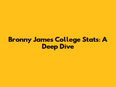 Bronny James College Stats: A Deep Dive