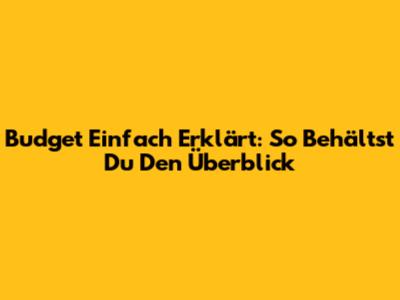 Budget Einfach Erklärt: So Behältst Du Den Überblick