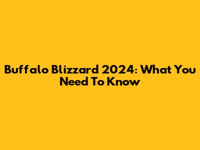 Buffalo Blizzard 2024: What You Need To Know