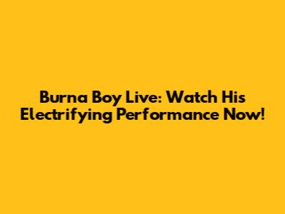 Burna Boy Live: Watch His Electrifying Performance Now!