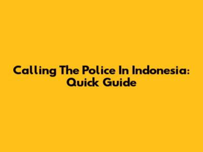 Calling The Police In Indonesia: Quick Guide