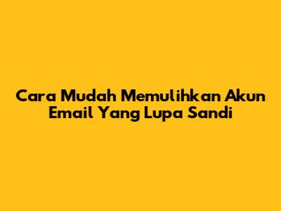 Cara Mudah Memulihkan Akun Email Yang Lupa Sandi