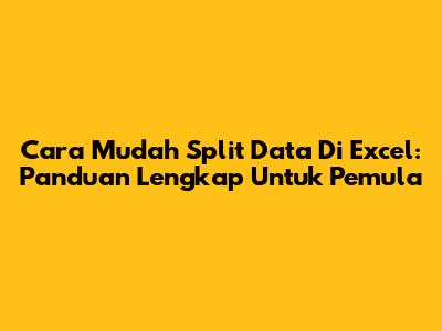 Cara Mudah Split Data Di Excel: Panduan Lengkap Untuk Pemula