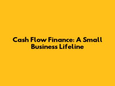Cash Flow Finance: A Small Business Lifeline