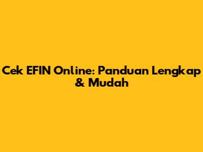 Cek EFIN Online: Panduan Lengkap & Mudah