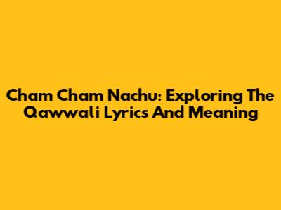 Cham Cham Nachu: Exploring The Qawwali Lyrics And Meaning