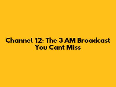 Channel 12: The 3 AM Broadcast You Can't Miss