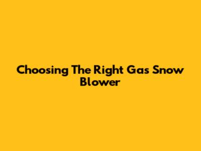 Choosing The Right Gas Snow Blower