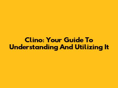 Clino: Your Guide To Understanding And Utilizing It