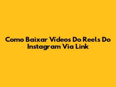 Como Baixar Vídeos Do Reels Do Instagram Via Link