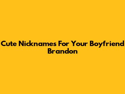 Cute Nicknames For Your Boyfriend Brandon