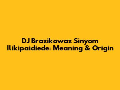 DJ Brazikowaz Sinyom Ilikipaidiede: Meaning & Origin