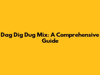 Dag Dig Dug Mix: A Comprehensive Guide