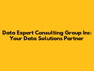 Data Expert Consulting Group Inc: Your Data Solutions Partner