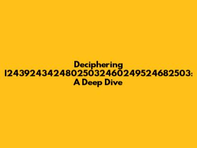 Deciphering I24392434248025032460249524682503: A Deep Dive
