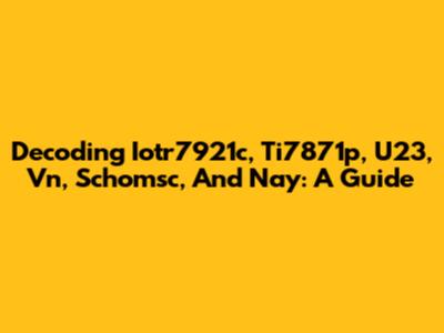 Decoding Iotr7921c, Ti7871p, U23, Vn, Schomsc, And Nay: A Guide