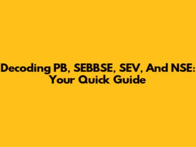 Decoding PB, SEBBSE, SEV, And NSE: Your Quick Guide