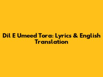 Dil E Umeed Tora: Lyrics & English Translation