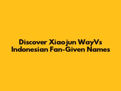 Discover Xiaojun WayV's Indonesian Fan-Given Names