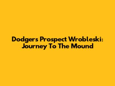 Dodgers' Prospect Wrobleski: Journey To The Mound