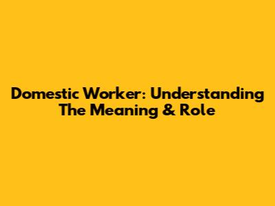 Domestic Worker: Understanding The Meaning & Role