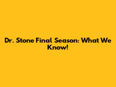 Dr. Stone Final Season: What We Know!