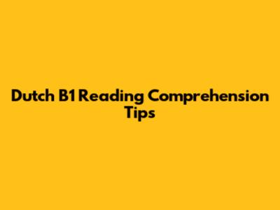 Dutch B1 Reading Comprehension Tips