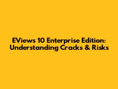 EViews 10 Enterprise Edition: Understanding Cracks & Risks