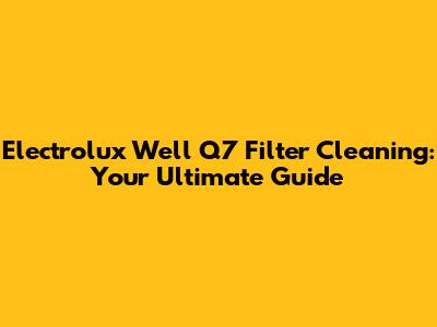 Electrolux Well Q7 Filter Cleaning: Your Ultimate Guide