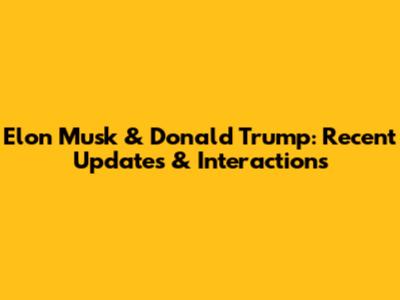 Elon Musk & Donald Trump: Recent Updates & Interactions